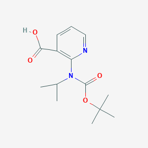 molecular formula C14H20N2O4 B2639831 2-[(2-Methylpropan-2-yl)oxycarbonyl-propan-2-ylamino]pyridine-3-carboxylic acid CAS No. 2248322-49-6