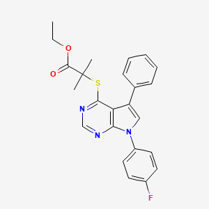 molecular formula C24H22FN3O2S B2639837 ethyl 2-((7-(4-fluorophenyl)-5-phenyl-7H-pyrrolo[2,3-d]pyrimidin-4-yl)thio)-2-methylpropanoate CAS No. 442878-61-7