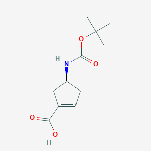 molecular formula C11H17NO4 B2639850 (4S)-4-{[(叔丁氧羰基)氨基}环戊-1-烯-1-羧酸 CAS No. 1312161-65-1