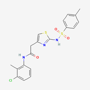 molecular formula C19H18ClN3O3S2 B2639855 N-(3-氯-2-甲基苯基)-2-(2-(4-甲基苯磺酰胺)噻唑-4-基)乙酰胺 CAS No. 922101-17-5
