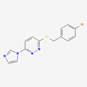 molecular formula C14H11BrN4S B2639871 3-((4-bromobenzyl)thio)-6-(1H-imidazol-1-yl)pyridazine CAS No. 1334373-91-9