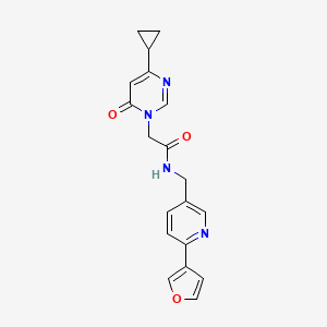 molecular formula C19H18N4O3 B2639884 2-(4-cyclopropyl-6-oxopyrimidin-1(6H)-yl)-N-((6-(furan-3-yl)pyridin-3-yl)methyl)acetamide CAS No. 2034383-29-2