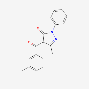 molecular formula C19H18N2O2 B2639887 4-(3,4-dimethylbenzoyl)-3-methyl-1-phenyl-1H-pyrazol-5(4H)-one CAS No. 1021108-02-0