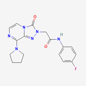 molecular formula C17H17FN6O2 B2639897 N-(4-fluorophenyl)-2-(3-oxo-8-pyrrolidin-1-yl[1,2,4]triazolo[4,3-a]pyrazin-2(3H)-yl)acetamide CAS No. 1251551-51-5