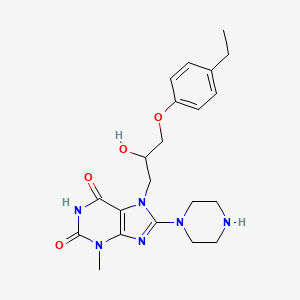 molecular formula C21H28N6O4 B2639899 7-(3-(4-ethylphenoxy)-2-hydroxypropyl)-3-methyl-8-(piperazin-1-yl)-1H-purine-2,6(3H,7H)-dione CAS No. 335403-13-9