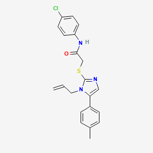 molecular formula C21H20ClN3OS B2639905 2-((1-烯丙基-5-(对甲苯基)-1H-咪唑-2-基)硫代)-N-(4-氯苯基)乙酰胺 CAS No. 1206991-58-3