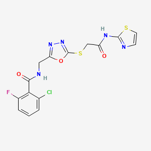 2-chloro-6-fluoro-N-((5-((2-oxo-2-(thiazol-2-ylamino)ethyl)thio)-1,3,4-oxadiazol-2-yl)methyl)benzamide