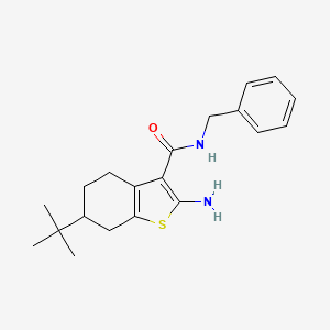 molecular formula C20H26N2OS B2639913 2-amino-N-benzyl-6-tert-butyl-4,5,6,7-tetrahydro-1-benzothiophene-3-carboxamide CAS No. 588692-44-8