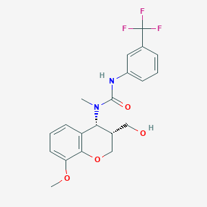 molecular formula C20H21F3N2O4 B2639918 N-[3-(hydroxymethyl)-8-methoxy-3,4-dihydro-2H-chromen-4-yl]-N-methyl-N'-[3-(trifluoromethyl)phenyl]urea CAS No. 324009-19-0