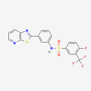 molecular formula C19H11F4N3O2S2 B2639920 4-氟代-N-(3-(噻唑并[5,4-b]吡啶-2-基)苯基)-3-(三氟甲基)苯磺酰胺 CAS No. 896679-00-8