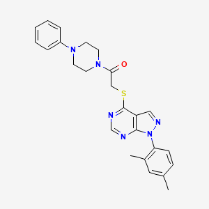 molecular formula C25H26N6OS B2639935 2-((1-(2,4-二甲苯基)-1H-吡唑并[3,4-d]嘧啶-4-基)硫代)-1-(4-苯基哌嗪-1-基)乙酮 CAS No. 893924-68-0