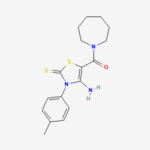 B2639936 (4-Amino-2-thioxo-3-(p-tolyl)-2,3-dihydrothiazol-5-yl)(azepan-1-yl)methanone CAS No. 946294-61-7