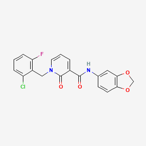 molecular formula C20H14ClFN2O4 B2639939 N-1,3-benzodioxol-5-yl-1-(2-chloro-6-fluorobenzyl)-2-oxo-1,2-dihydropyridine-3-carboxamide CAS No. 946303-09-9