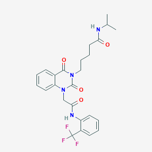 5-(2,4-dioxo-1-(2-oxo-2-((2-(trifluoromethyl)phenyl)amino)ethyl)-1,2-dihydroquinazolin-3(4H)-yl)-N-isopropylpentanamide