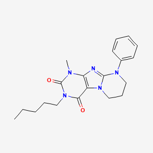 molecular formula C20H25N5O2 B2639947 1-甲基-3-戊基-9-苯基-7,8-二氢-6H-嘌呤[7,8-a]嘧啶-2,4-二酮 CAS No. 848917-25-9