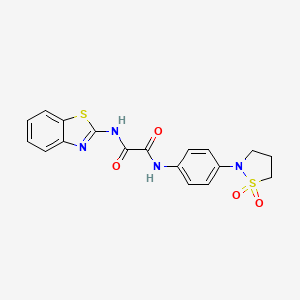 molecular formula C18H16N4O4S2 B2639953 N1-(benzo[d]thiazol-2-yl)-N2-(4-(1,1-dioxidoisothiazolidin-2-yl)phenyl)oxalamide CAS No. 941888-84-2