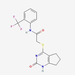 2-[(2-oxo-1,5,6,7-tetrahydrocyclopenta[d]pyrimidin-4-yl)sulfanyl]-N-[2-(trifluoromethyl)phenyl]acetamide
