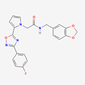 molecular formula C22H17FN4O4 B2639968 N-(1,3-benzodioxol-5-ylmethyl)-2-{2-[3-(4-fluorophenyl)-1,2,4-oxadiazol-5-yl]-1H-pyrrol-1-yl}acetamide CAS No. 1260926-61-1