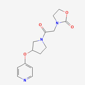 molecular formula C14H17N3O4 B2639969 3-(2-Oxo-2-(3-(pyridin-4-yloxy)pyrrolidin-1-yl)ethyl)oxazolidin-2-one CAS No. 2034432-17-0