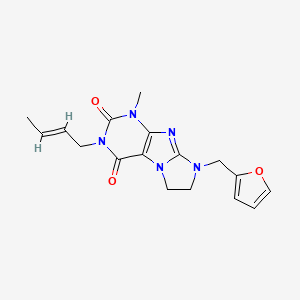 molecular formula C17H19N5O3 B2639976 2-[(E)-But-2-enyl]-6-(furan-2-ylmethyl)-4-methyl-7,8-dihydropurino[7,8-a]imidazole-1,3-dione CAS No. 946260-98-6