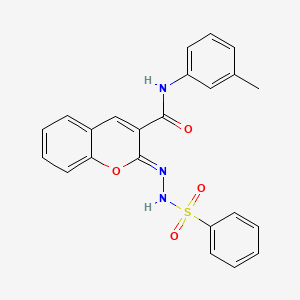 molecular formula C23H19N3O4S B2639987 (2Z)-2-(benzenesulfonamidoimino)-N-(3-methylphenyl)-2H-chromene-3-carboxamide CAS No. 866346-92-1