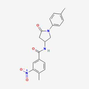 4-methyl-3-nitro-N-(5-oxo-1-(p-tolyl)pyrrolidin-3-yl)benzamide
