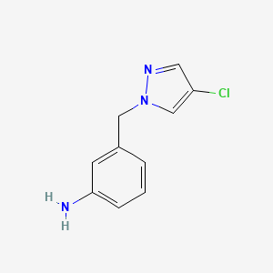 molecular formula C10H10ClN3 B2639993 3-[(4-chloro-1H-pyrazol-1-yl)methyl]aniline CAS No. 1185338-03-7; 895930-04-8