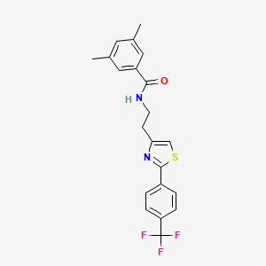 molecular formula C21H19F3N2OS B2640002 3,5-二甲基-N-(2-{2-[4-(三氟甲基)苯基]-1,3-噻唑-4-基}乙基)苯甲酰胺 CAS No. 896377-24-5