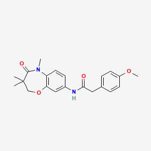 molecular formula C21H24N2O4 B2640005 2-(4-methoxyphenyl)-N-(3,3,5-trimethyl-4-oxo-2,3,4,5-tetrahydrobenzo[b][1,4]oxazepin-8-yl)acetamide CAS No. 921861-35-0