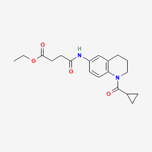 molecular formula C19H24N2O4 B2640008 ethyl 4-[[1-(cyclopropanecarbonyl)-3,4-dihydro-2H-quinolin-6-yl]amino]-4-oxobutanoate CAS No. 1170532-28-1