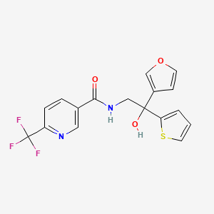 molecular formula C17H13F3N2O3S B2640019 N-(2-(呋喃-3-基)-2-羟基-2-(噻吩-2-基)乙基)-6-(三氟甲基)烟酰胺 CAS No. 2034634-63-2