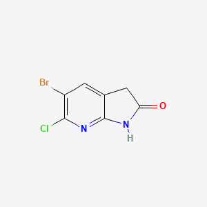 molecular formula C7H4BrClN2O B2640037 5-溴-6-氯-1H-吡咯并[2,3-b]吡啶-2(3H)-酮 CAS No. 297757-11-0
