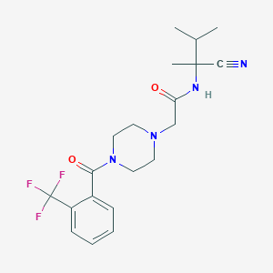 molecular formula C20H25F3N4O2 B2640040 N-(2-Cyano-3-methylbutan-2-yl)-2-[4-[2-(trifluoromethyl)benzoyl]piperazin-1-yl]acetamide CAS No. 1147649-91-9