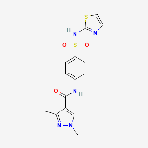 molecular formula C15H15N5O3S2 B2640047 1,3-dimethyl-N-(4-(N-(thiazol-2-yl)sulfamoyl)phenyl)-1H-pyrazole-4-carboxamide CAS No. 1052631-83-0