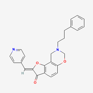 molecular formula C25H22N2O3 B2640053 (Z)-8-(3-phenylpropyl)-2-(pyridin-4-ylmethylene)-8,9-dihydro-2H-benzofuro[7,6-e][1,3]oxazin-3(7H)-one CAS No. 951965-46-1