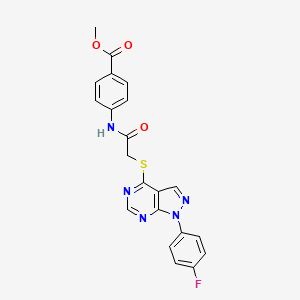 molecular formula C21H16FN5O3S B2640072 4-(2-((1-(4-氟苯基)-1H-吡唑并[3,4-d]嘧啶-4-基)硫代)乙酰氨基)苯甲酸甲酯 CAS No. 893936-86-2