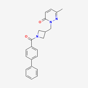 molecular formula C22H21N3O2 B2640073 6-Methyl-2-[[1-(4-phenylbenzoyl)azetidin-3-yl]methyl]pyridazin-3-one CAS No. 2309589-13-5
