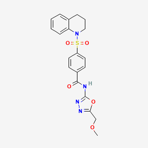 molecular formula C20H20N4O5S B2640079 4-(3,4-dihydro-2H-quinolin-1-ylsulfonyl)-N-[5-(methoxymethyl)-1,3,4-oxadiazol-2-yl]benzamide CAS No. 862807-09-8