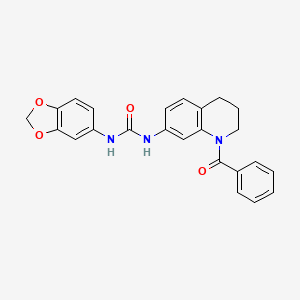 molecular formula C24H21N3O4 B2640081 1-(Benzo[d][1,3]dioxol-5-yl)-3-(1-benzoyl-1,2,3,4-tetrahydroquinolin-7-yl)urea CAS No. 1203156-00-6