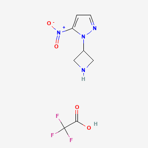 molecular formula C8H9F3N4O4 B2640082 1-(Azetidin-3-yl)-5-nitropyrazole;2,2,2-trifluoroacetic acid CAS No. 2416231-74-6