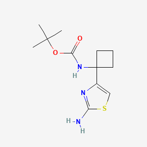 molecular formula C12H19N3O2S B2640094 Tert-butyl N-[1-(2-amino-1,3-thiazol-4-yl)cyclobutyl]carbamate CAS No. 2229505-49-9
