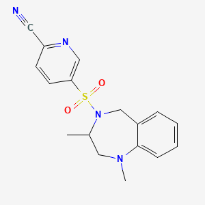 molecular formula C17H18N4O2S B2640105 5-[(1,3-dimethyl-2,3,4,5-tetrahydro-1H-1,4-benzodiazepin-4-yl)sulfonyl]pyridine-2-carbonitrile CAS No. 2093668-80-3