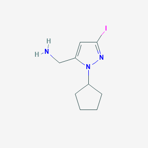 molecular formula C9H14IN3 B2640108 (2-Cyclopentyl-5-iodopyrazol-3-yl)methanamine CAS No. 2226182-16-5