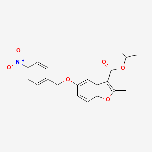 molecular formula C20H19NO6 B2640110 2-甲基-5-((4-硝基苄基)氧代)苯并呋喃-3-羧酸异丙酯 CAS No. 302551-91-3