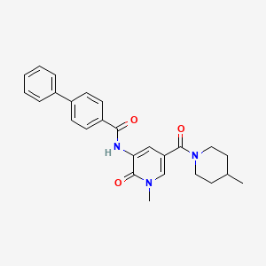 molecular formula C26H27N3O3 B2640116 N-(1-methyl-5-(4-methylpiperidine-1-carbonyl)-2-oxo-1,2-dihydropyridin-3-yl)-[1,1'-biphenyl]-4-carboxamide CAS No. 1203143-66-1
