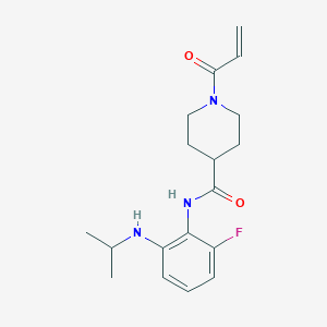 molecular formula C18H24FN3O2 B2640129 N-[2-Fluoro-6-(propan-2-ylamino)phenyl]-1-prop-2-enoylpiperidine-4-carboxamide CAS No. 2411255-41-7