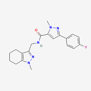 molecular formula C20H22FN5O B2640141 3-(4-氟苯基)-1-甲基-N-((1-甲基-4,5,6,7-四氢-1H-吲唑-3-基)甲基)-1H-吡唑-5-甲酰胺 CAS No. 1448122-40-4