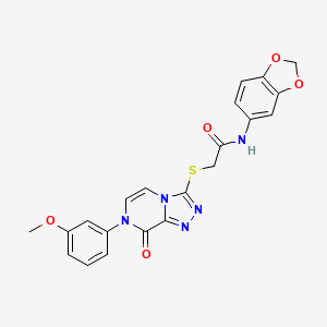 molecular formula C21H17N5O5S B2640144 N-1,3-benzodioxol-5-yl-2-{[7-(3-methoxyphenyl)-8-oxo-7,8-dihydro[1,2,4]triazolo[4,3-a]pyrazin-3-yl]thio}acetamide CAS No. 1223845-91-7