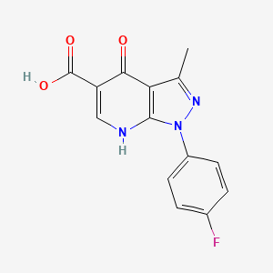 molecular formula C14H10FN3O3 B2640147 1-(4-fluorophenyl)-4-hydroxy-3-methyl-1H-pyrazolo[3,4-b]pyridine-5-carboxylic acid CAS No. 1031605-61-4