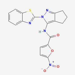 molecular formula C18H13N5O4S B2640153 N-(2-(benzo[d]thiazol-2-yl)-2,4,5,6-tetrahydrocyclopenta[c]pyrazol-3-yl)-5-nitrofuran-2-carboxamide CAS No. 1170818-15-1